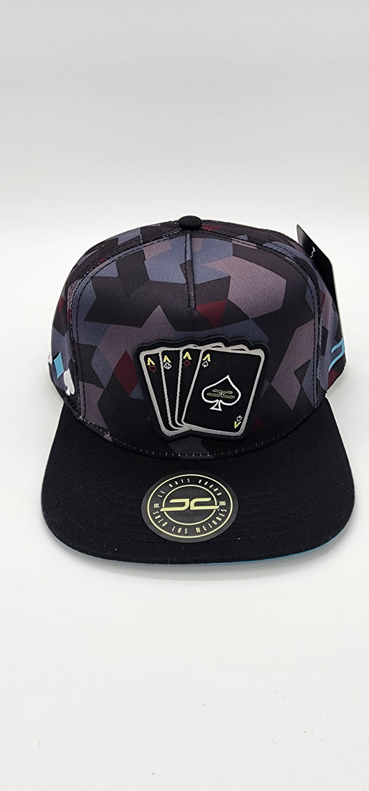 JC Hats Poker grey red and blue under